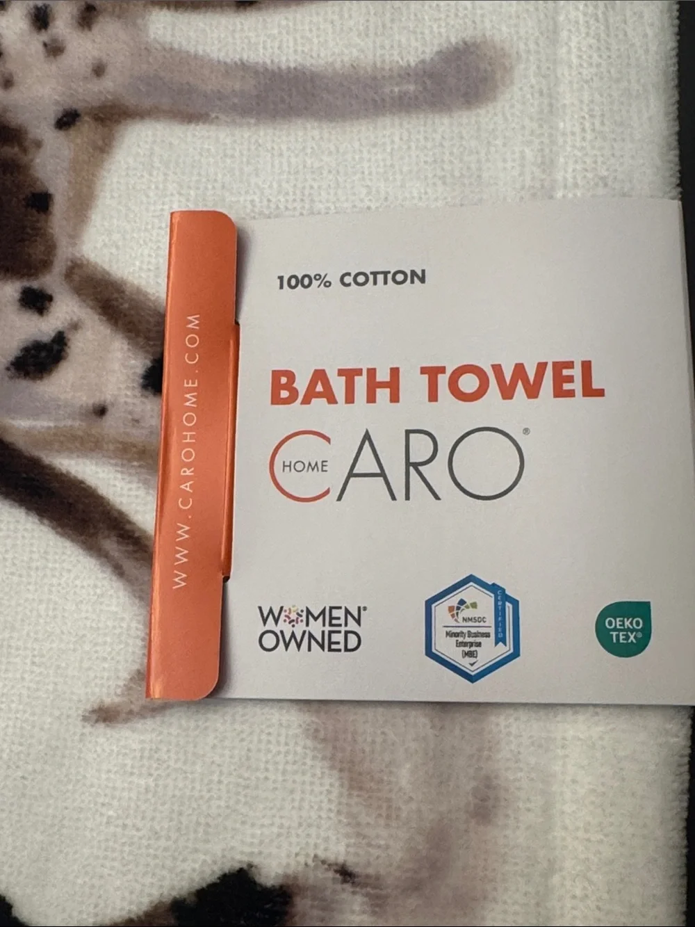 4pc CARO HOME 💯% Cotton Dog Print Pattern Bath Towel Set - Neutral/White